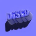 Raster 3d modeling clay word - disco. Realistic 3d render lettering on purple background. Creative monochrome design