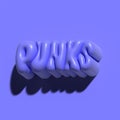 Raster 3d modeling clay word - Punks. Realistic 3d render lettering on purple background. Creative monochrome colorful