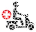 Doctor Motorbike Coronavirus Collage Icon with Infection Items