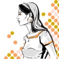 Raster fashion illustration of girl. Hand drawing graphic