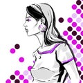 Raster fashion illustration of girl. Hand drawing graphic Royalty Free Stock Photo