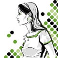 Raster fashion illustration of girl. Hand drawing graphic