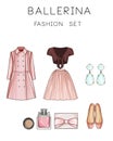 Raster Fashion Illustration set - Clip Art Set of woman's clothes and accessories