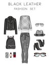 Raster Fashion Illustration set - Clip Art Set of woman's clothes and accessories