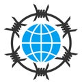 Raster Flat Barbed Wire Globe Icon Royalty Free Stock Photo