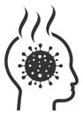 Raster Flat Brain Meningitis Icon