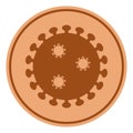 Raster Flat Bronze Virus Coin Icon