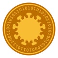 Raster Flat Digital Virus Coin Icon