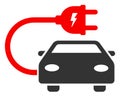 Raster Flat Electric Car Icon