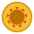 Raster Flat Gold Virus Coin Icon