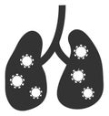 Raster Flat Viral Pneumonia Icon