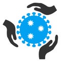 Raster Flat Virus Care Hands Icon