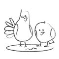 Raster-a funny drawing of a pigeon & sparrow Royalty Free Stock Photo