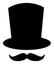 Raster Gentleman Mustache Flat Icon Image