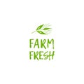 Raster green logo Farm Fresh design template. Emblem for natural farm, organic products. On white background. Royalty Free Stock Photo