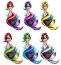 Raster Illustration - Mermaid - Cartoon Character