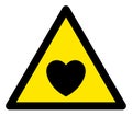 Raster Love Heart Warning Triangle Sign Icon