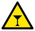 Raster Martini Glass Warning Triangle Sign Icon