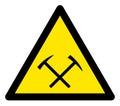 Raster Mining Hammers Warning Triangle Sign Icon