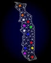 Raster Network Mesh Map of Togo with Light Spots for New Year Royalty Free Stock Photo