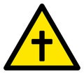 Raster Religious Cross Warning Triangle Sign Icon Royalty Free Stock Photo