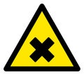 Raster Road Cross Warning Triangle Sign Icon