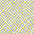 Raster Seamless Blue Yellow White Color Geometric Maze Pattern