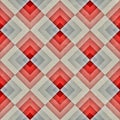 Raster Seamless Diagonal Red Blue Tan Stripe Rhombus Blocks Grid Grunge Retro Pattern