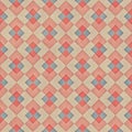 Raster Seamless Diagonal Red Blue Tan Stripe Rhombus Blocks Grid Grunge Retro Pattern