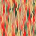 Raster Seamless Distorted Wavy Gadient Stripes Retro Pattern In Red Green and Tan Colors
