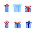 Raster set of different gift boxes. Flat design.