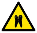 Raster Tooth Caries Warning Triangle Sign Icon