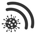 Raster Virus Emanation Flat Icon Illustration