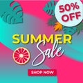 Rasterr image of banner with summer bargain sale