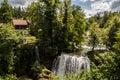 Rastoke, Plitvice lakes area, waterfall, Croatia, Europe, water mills, river, wooden houses, landscape, skyline, green Royalty Free Stock Photo