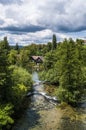 Rastoke, Plitvice lakes area, waterfall, Croatia, Europe, water mills, river, wooden houses, landscape, skyline, green Royalty Free Stock Photo