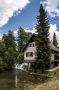 Rastoke, Plitvice lakes area, waterfall, Croatia, Europe, water mills, river, wooden houses, landscape, skyline, green Royalty Free Stock Photo