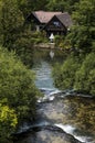 Rastoke, Plitvice lakes area, waterfall, Croatia, Europe, water mills, river, wooden houses, landscape, skyline, green Royalty Free Stock Photo