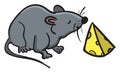 Rat with cheese, illustration, vector Royalty Free Stock Photo