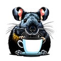 Rat with coffee cup Royalty Free Stock Photo