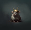 Rat in crown, bad king, symbol of despotism and autocracy. AI generative content Royalty Free Stock Photo