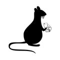 Rat eating cheese silhouette Royalty Free Stock Photo