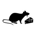 Rat eating cheese silhouette Royalty Free Stock Photo