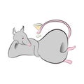 Rat with a glass of lying Royalty Free Stock Photo