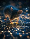 Rat with glowing trails behind it, scurrying across a glowing map of constellations Royalty Free Stock Photo