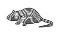 A rat illustration icon in black offset line. Fingerprint style Royalty Free Stock Photo