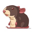 A Rat, isolated vector illustration. A cute cartoon picture of a curious rat. An animal sticker