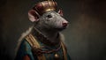 rat king medieval portrait, neural network generated art Royalty Free Stock Photo