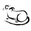 Rat, mice on white background. Lunar horoscope sign mouse. Chinese Happy new year 2020. Year of the rat. Lunar new year. Drawing Royalty Free Stock Photo