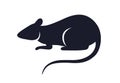 Rat, mouse, black silhouette, side view. Rodent animal with tail, pest profile. Oriental Chinese Zodiac astrology Royalty Free Stock Photo